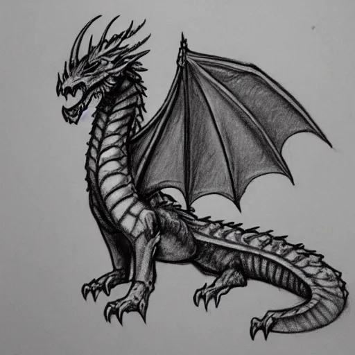 Image similar to pencil sketch of a dragon