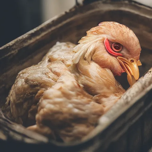 Prompt: chicken ( ( ( ( chicken fetus ) ) ) ), trending on unsplash, portrait!!