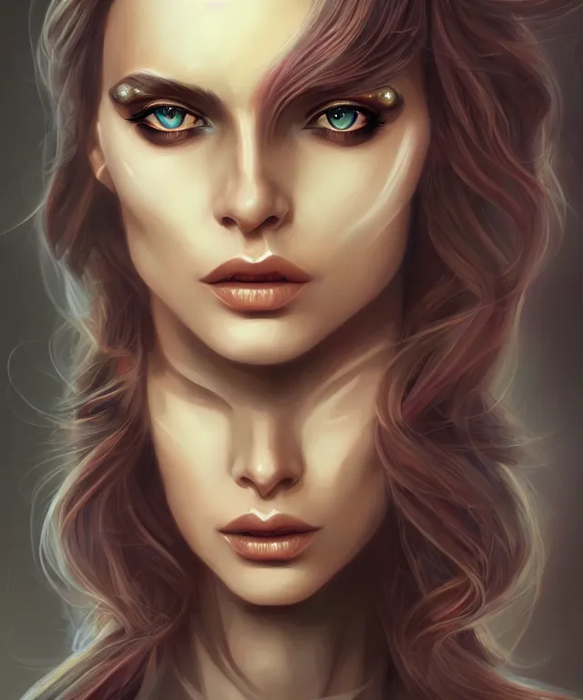 Image similar to futuristic woman portrait, sci - fi, amber eyes, face, long hair, fantasy, intricate, elegant, highly detailed, digital painting, artstation, concept art, smooth, sharp focus, illustration, art by marta dahlig