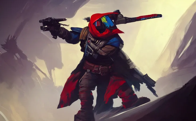 Image similar to A painting of Cayde-6 from Destiny trending on artstation in the style of Greg Rutkowski