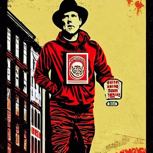 Prompt: will farrell poster by shepard fairey