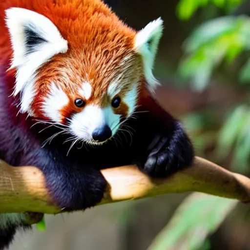 Image similar to red panda showing middle finger