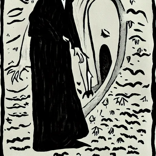 Prompt: nosferatu, illustration by tove jansson