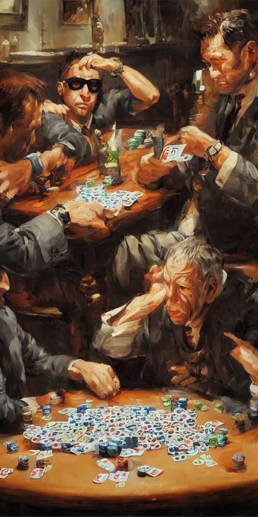 Image similar to oil painting scene from poker by kim jung gi