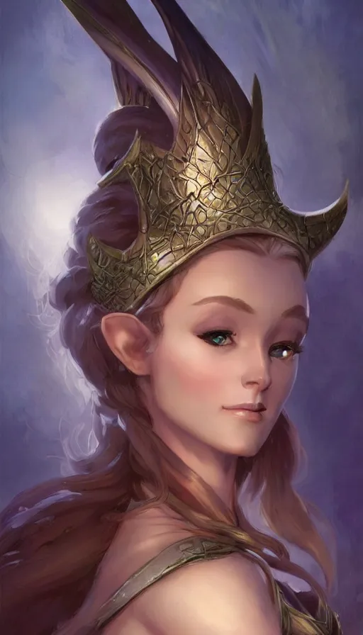 Image similar to elven princess character portrait by frank frazetta, fantasy, dungeons & dragons, sharp focus, beautiful, artstation contest winner, detailed