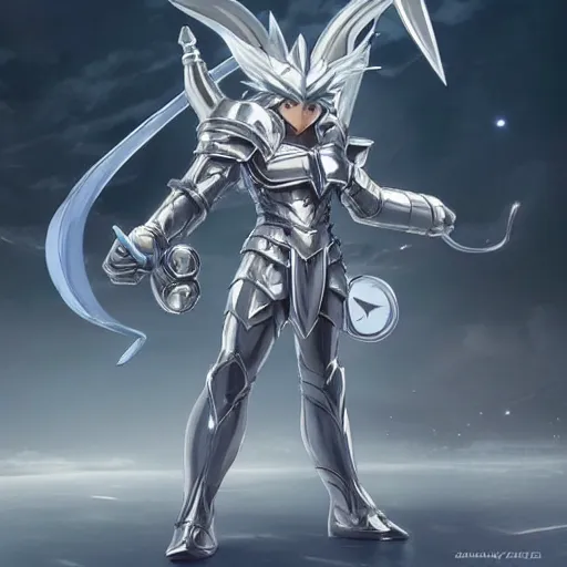 Prompt: A silver zodiac knight from saint Seiya using the holy Pikachu silver armor by Stanley Artgerm Lau, WLOP, Rossdraws, ArtStation, CGSociety, concept art, cgsociety, octane render, trending on artstation, artstationHD, artstationHQ, unreal engine, 4k, 8k,