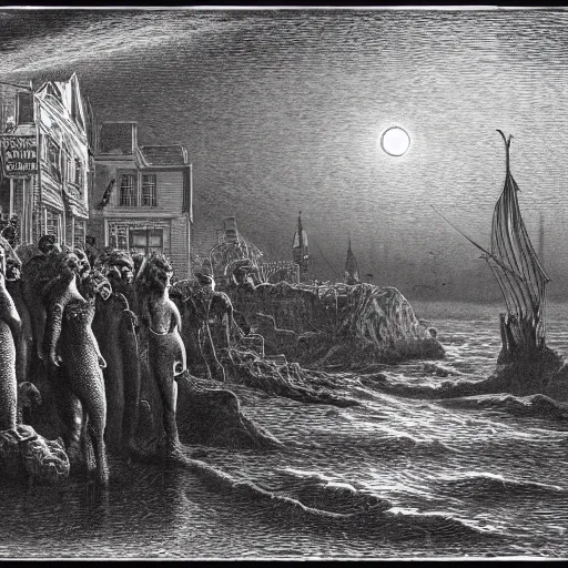 Image similar to Innsmouth, illustration by Gustave Doré