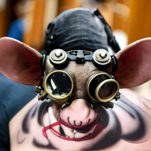 Image similar to a rat with steampunk googles, from Evangelion