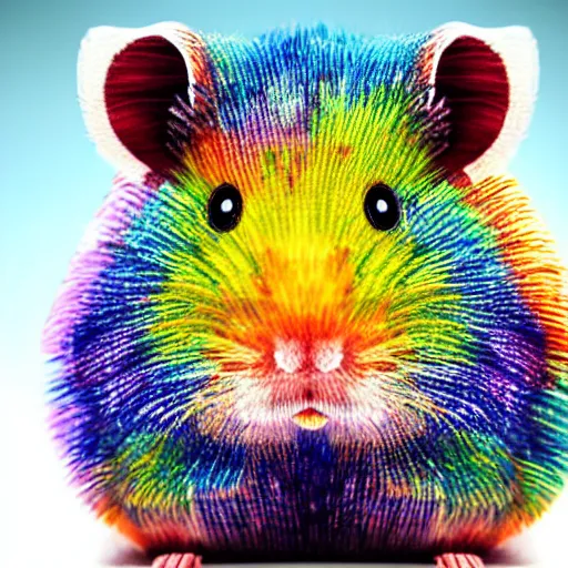 Image similar to rainbow hamster made out of large rainbow gems, 8 k hd