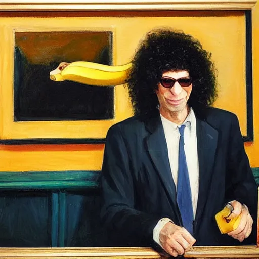 Prompt: howard stern with banana, edward hopper painting