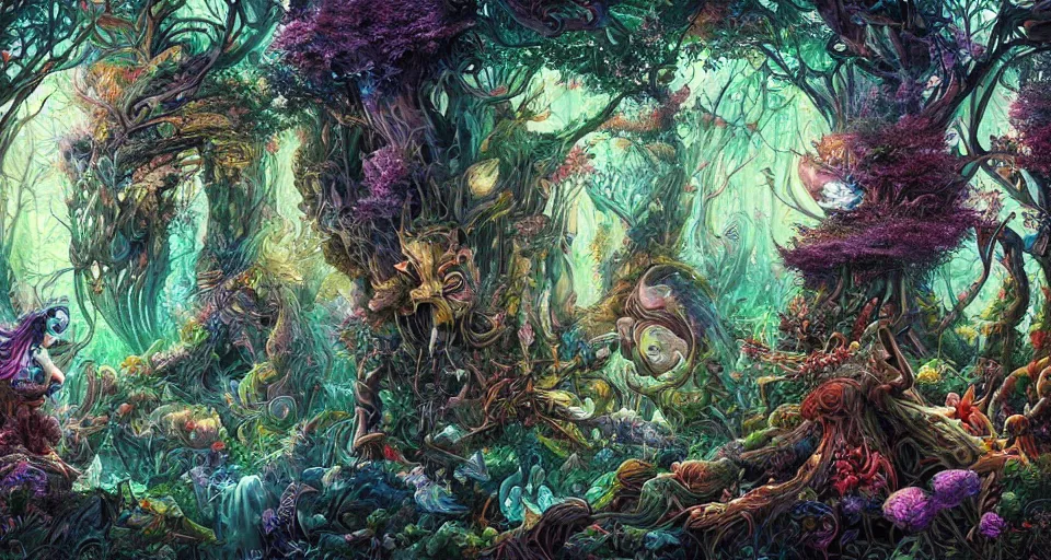 Image similar to Enchanted and magic forest, by Android jones,