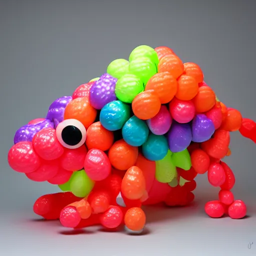 Image similar to chameleon made of balloons by masayoshi matsumoto, studio lighting, 8 k