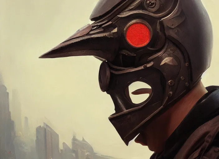 Image similar to mask with a symbol for a society secret, science fiction, concept art oil painting by Jama Jurabaev, extremely detailed, brush hard, artstation