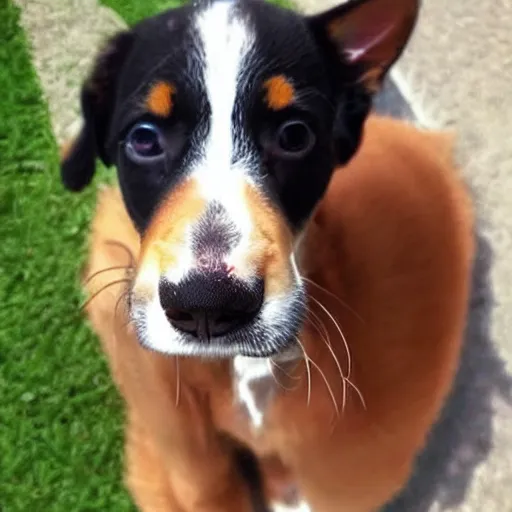 Image similar to a puppy dog with the cutest puppy eyes begging for a treat