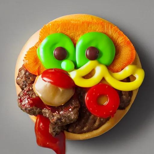 Prompt: cheeseburger made out of candy