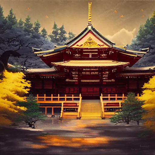 Prompt: japanese buddhist temple by anato finnstark, by alena aenami, by john harris, by ross tran, by wlop, by andreas rocha