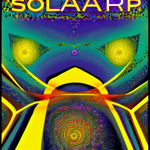 Prompt: trippy solaris book cover