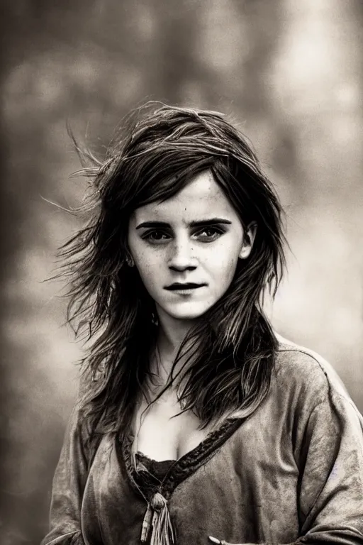 Image similar to Photo of Native Russian woman Emma Watson, portrait, skilled homeless, realistic, detailed, Emma Watson, photorealism, Sony A7R