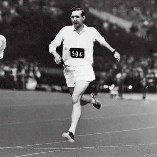 Image similar to bernie sanders running at the 1 9 3 6 olympics, high quality, high resolution