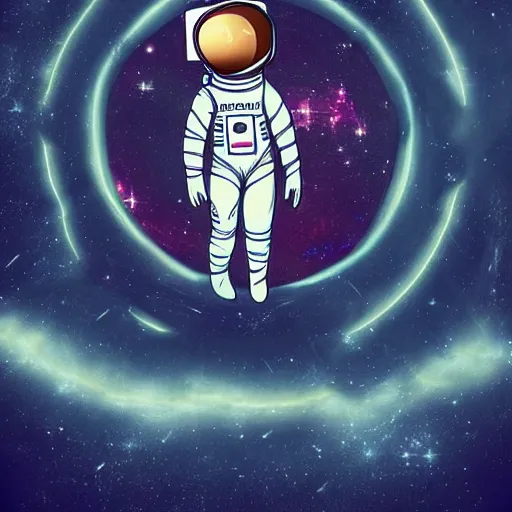 Image similar to an astronaut lost in the 4th dimension of the coffee universe, digital art, 4k, art station, high quality