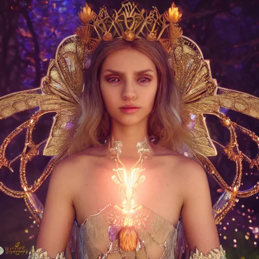 Image similar to portrait of fairy princess, glowing, ornate and intricate jewelry, jaw dropping beauty, glowing background lighting, white accent lighting, hyper detailed, fairy tale, 4 k octane render