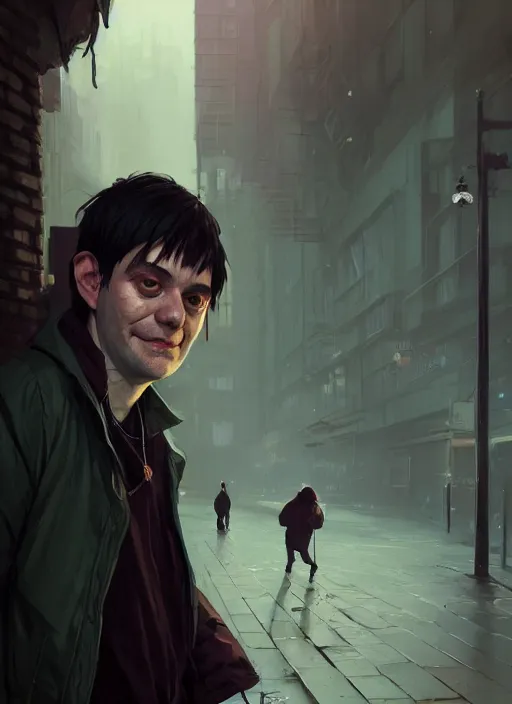 Image similar to Highly detailed portrait of homeless Martin Shkreli, in GTA V, Stephen Bliss, unreal engine, fantasy art by Greg Rutkowski, Loish, Rhads, Makoto Shinkai and Lois van baarle, ilya kuvshinov, rossdraws, Tom Bagshaw, global illumination, radiant light, detailed and intricate environment