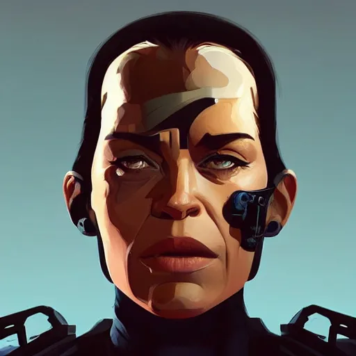 Image similar to face icon stylized minimalist terminator dark fate, loftis, cory behance hd by jesper ejsing, by rhads, makoto shinkai and lois van baarle, ilya kuvshinov, rossdraws global illumination