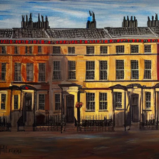 Prompt: A painting of ten downing street in the year 2000, 4k Ultra HD