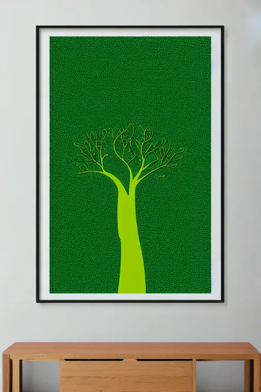 Image similar to minimalist boho style art of a tree with green leaves