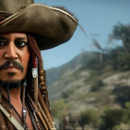 Image similar to Film still of Jack Sparrow, from Red Dead Redemption 2 (2018 video game)