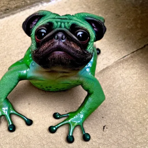 Prompt: Frog Pug Hybrid