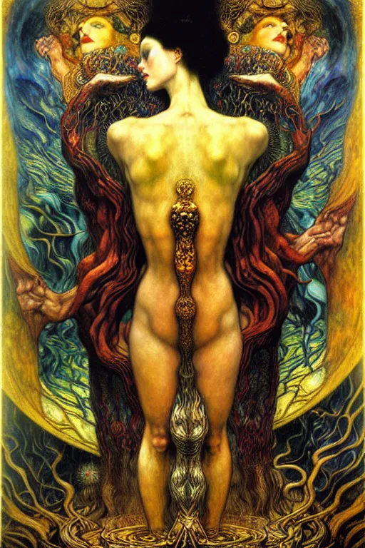 Image similar to Divine Chaos Engine by Karol Bak, Jean Delville, William Blake, Gustav Klimt, and Vincent Van Gogh, symbolist, visionary