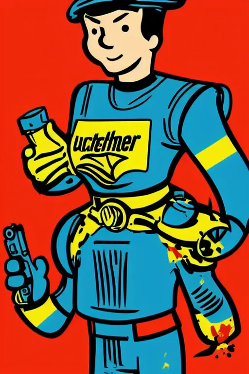 Image similar to fallout 7 6 retro futurist illustration art by butcher billy, sticker, colorful, illustration, highly detailed, simple, smooth and clean vector curves, no jagged lines, vector art, smooth andy warhol style