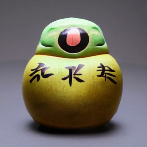 Prompt: photo of a daruma doll that looks like shrek