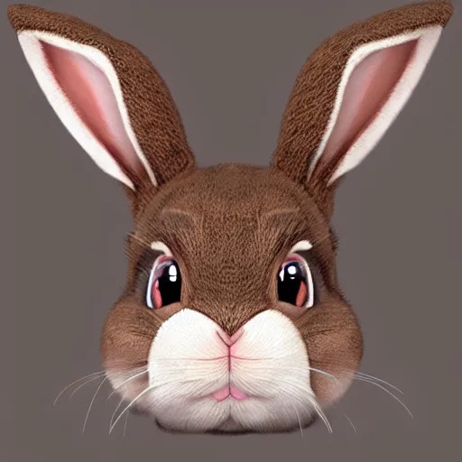 Prompt: brown haired bunny, cute, big eyes, photo realistic, detailed photo, trending on artstation
