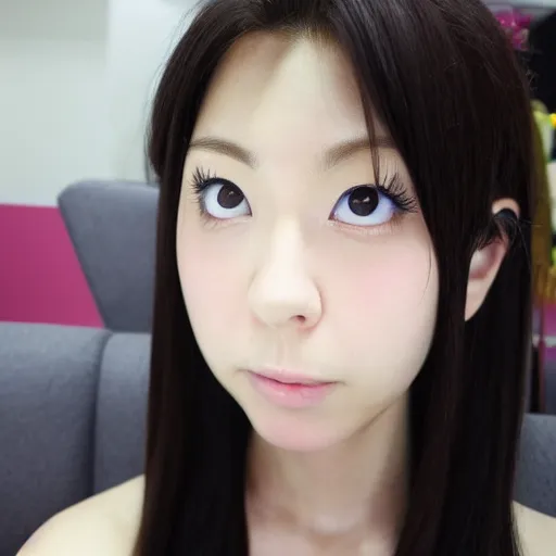 Prompt: close-up photo of Japanese AV idol face