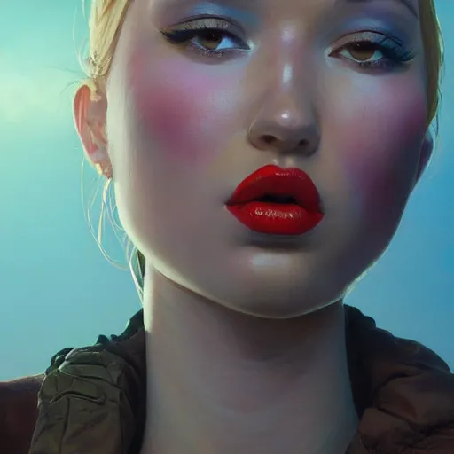 Prompt: 4k headshot of thicc Iggy azalea from Macfarlane comics, killing with green fire by Craig Mullins, ilya kuvshinov, krenz cushart, epic , artgerm trending on artstation by Edward Hopper and Dan Mumford and WLOP and Rutkovsky, beksinski carl spitzweg moebius and tuomas kocar, intricate artwork by caravaggio, Unreal Engine 5, Lumen, Nanite , 4K headshot of godlike clown with defined arms and open hands and bloody clothes with giant mandala wings , intricate face , flawless anime cel animation by Kentaro Miura, psychedelic , highly detailed upper body , professionally post-processed , beautiful, scary, symmetry accurate features, epic, octane rendered, anime masterpiece, accurate