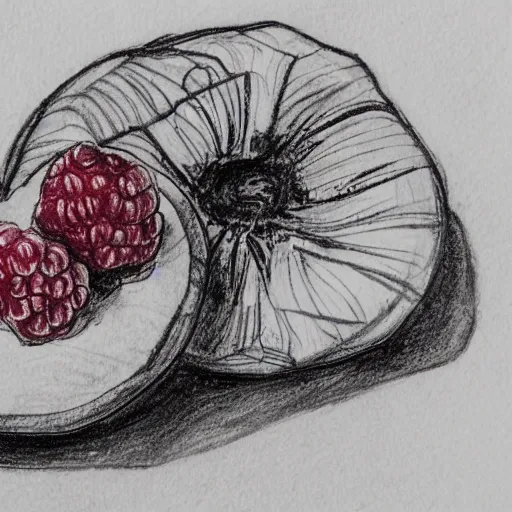 Image similar to professional ink pen sketch of a close-up raspberry