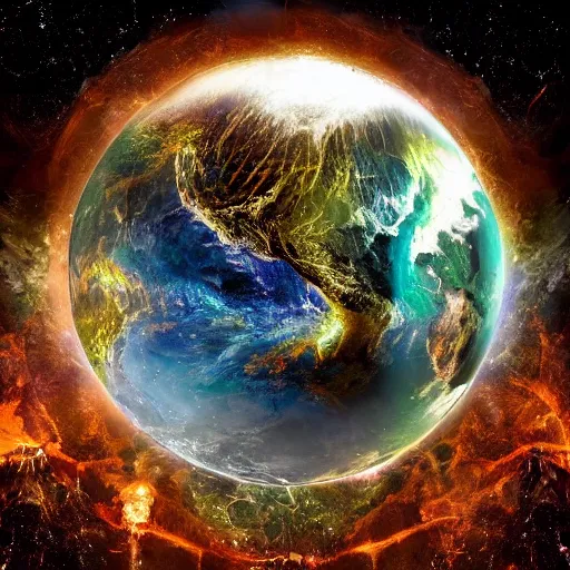 Image similar to Two contrasting true worlds, Amber and Chaos, and shadow worlds including our Earth that are parallel worlds that were created from the tension between opposing magical forces of Amber and Chaos.