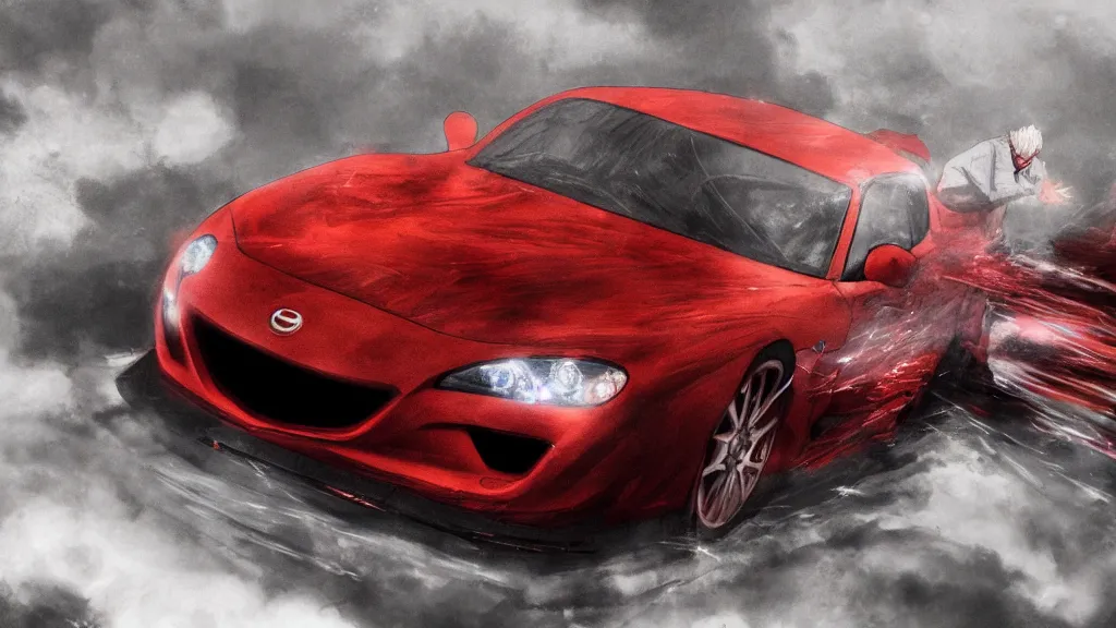 Prompt: anime screenshot of jdm mazda rx - 7 transforming into colossal titan, illustration, cinematic, long exposure, 4 k, spotlight