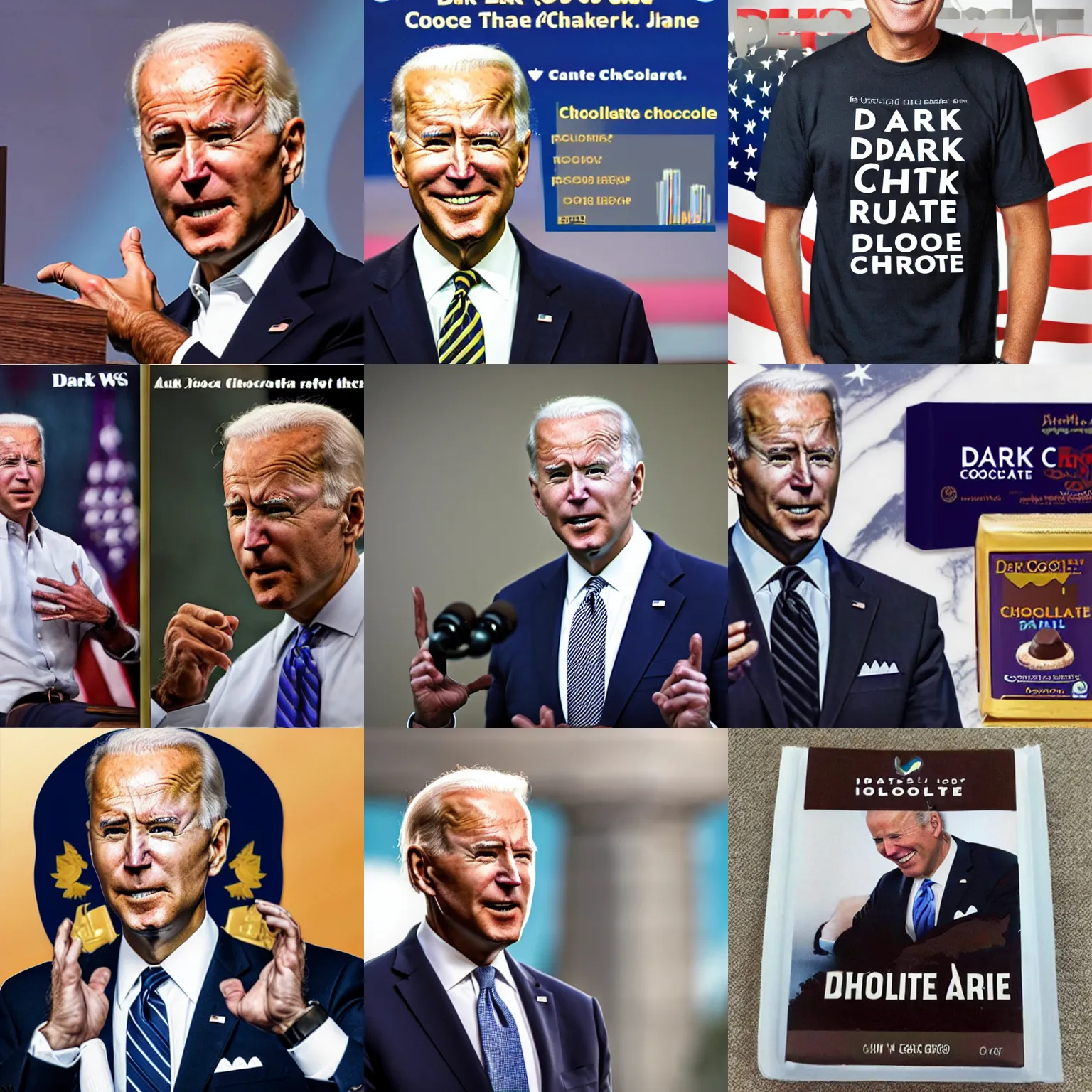 Prompt: dark chocolate relief biden