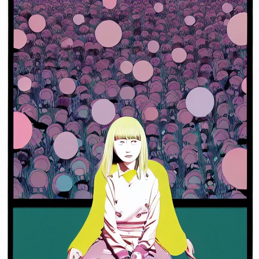 Image similar to a portrait of a blonde girl by inio asano, beeple and james jean, chiho aoshima color scheme