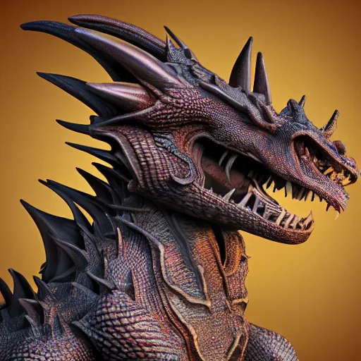 Prompt: 3d dragon sculpture, hyperdetailed skin, studio lighting