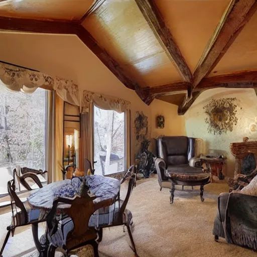 Prompt: a real estate home interior photo. there is a ghost sitting in a chair, almost unseen.