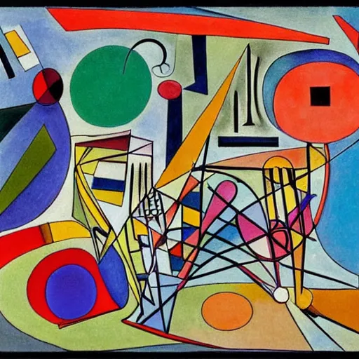 Image similar to musical score that holds a secret message, inspired by klee, kandinsky, calder, miro. hyperdetailed color pen and ink intricate elaborate, collection of museum of modern art, new york