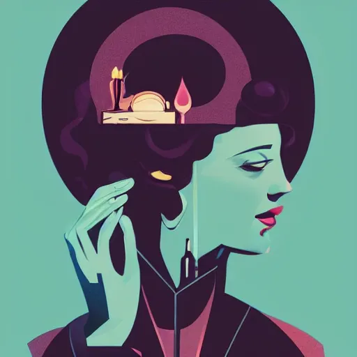 Image similar to illustration with a set of beautiful scented candles by tomer hanuka, an art deco painting by tom whalen, trending on behance, art deco, digital illustration, storybook illustration, grainy texture, flat shading, vector art, airbrush, pastel, watercolor, poster