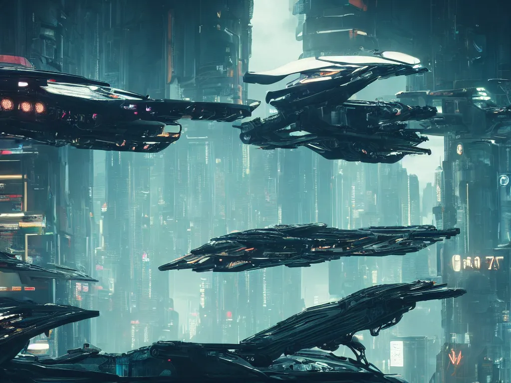 Prompt: ( cyberpunk 2 0 7 7, bladerunner 2 0 4 9 ) scientists creating an artificial alien highly detailed futuristic biomechanical thick smooth quad wing combat spaceship in their spaceship lab, hyper realistic, highly detailed, sharp focus, depth of field, photography, natural light,, ultra detailed, photorealistic, by brian sum and annie leibowitz, - t