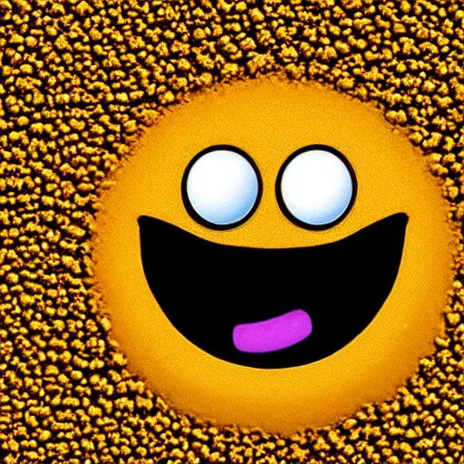 Prompt: smiling emoji under an electron microscope