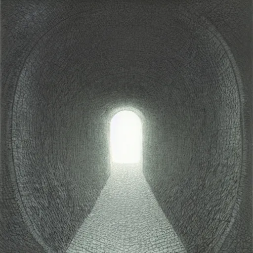 Image similar to laboratory. unsettling. semi - organic. tunnel, doorways. zdzisław beksinski