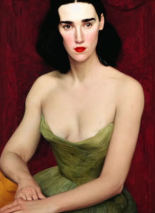 Prompt: portrait of young Jennifer Connelly by John Currin